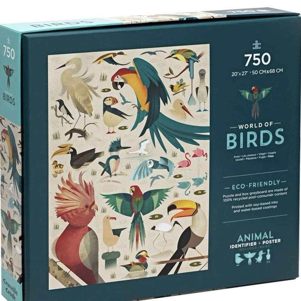 CROCODILE CREEK  World of Birds 750 Piece Jigsaw Puzzle w/ Poster NEW